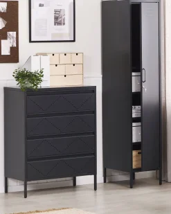 Comoda Com 4 Gavetas Em Metal Preto Matana