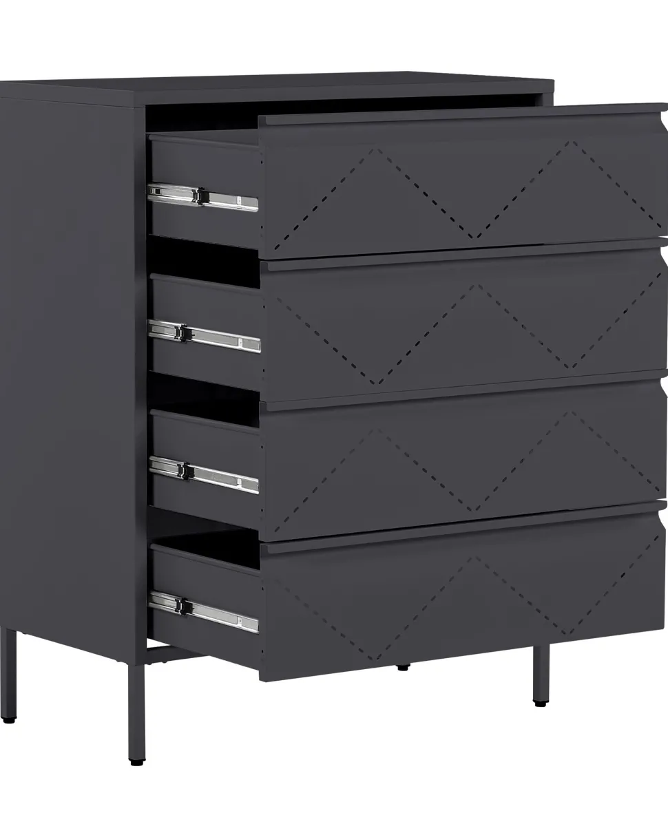 Comoda Com 4 Gavetas Em Metal Preto Matana