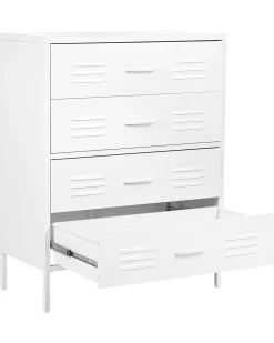 Comoda Com 4 Gavetas Em Metal Branco Enago