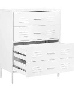 Comoda Com 4 Gavetas Em Metal Branco Enago