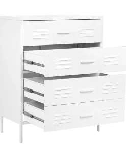 Comoda Com 4 Gavetas Em Metal Branco Enago