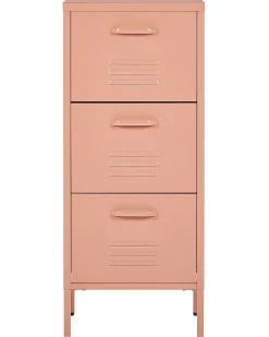 Comoda Com 3 Gavetas Em Metal Rosa Pessego Wostok