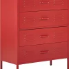 Comoda Com 4 Gavetas Em Metal Vermelho Enago