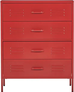 Comoda Com 4 Gavetas Em Metal Vermelho Enago