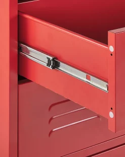 Comoda Com 4 Gavetas Em Metal Vermelho Enago