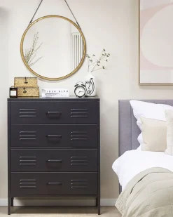 Comoda Com 4 Gavetas Em Metal Preto Enago