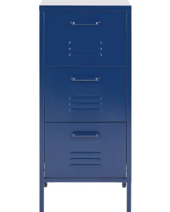 Comoda Com 3 Gavetas Em Metal Azul Marinho Wostok