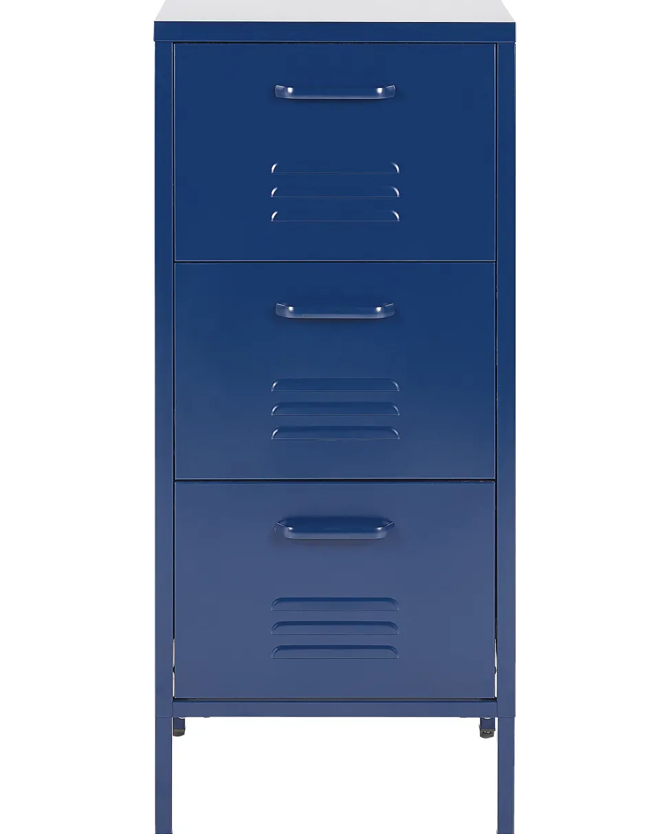 Comoda Com 3 Gavetas Em Metal Azul Marinho Wostok