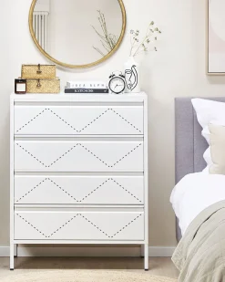 Comoda Com 4 Gavetas Em Metal Branco Matana