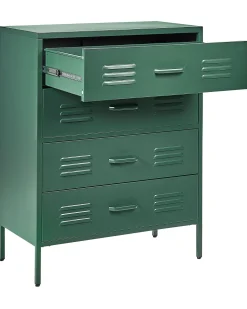 Comoda Com 4 Gavetas Em Metal Verde Enago