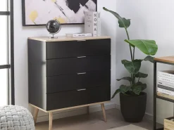 Comoda Com 4 Gavetas Preta Walpi