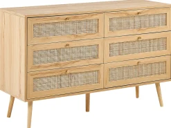 Comoda Com 6 Portas Em Rattan Castanho Claro Perote