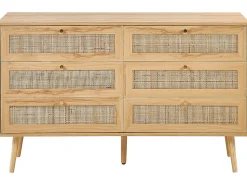 Comoda Com 6 Portas Em Rattan Castanho Claro Perote