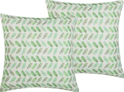 Conjunto 2 Almofadas Decorativas Brancas E Verdes 45 X 45 Cm Prunus