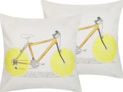 Conjunto 2 Almofadas Multicolor Com Motivo De Bicicleta 45 X 45 Cm Ruscus