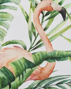 Conjunto 2 Cadeiras De Jardim Madeira Clara E 2 Lonas Cinzentas E Padrao Flamingo Cine