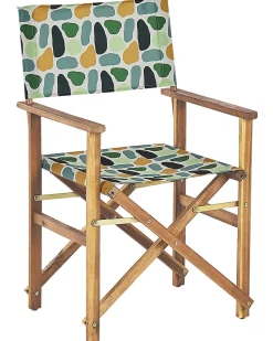 Conjunto 2 Cadeiras De Jardim Madeira Clara E 2 Lonas Cinzentas E Padrao Geometrico Cine