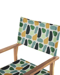 Conjunto 2 Cadeiras De Jardim Madeira Clara E 2 Lonas Cinzentas E Padrao Geometrico Cine