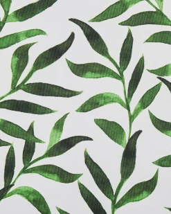 Conjunto 2 Cadeiras Em Madeira Clara E 2 Lonas Cinzentas E Padrao Folhas Cine