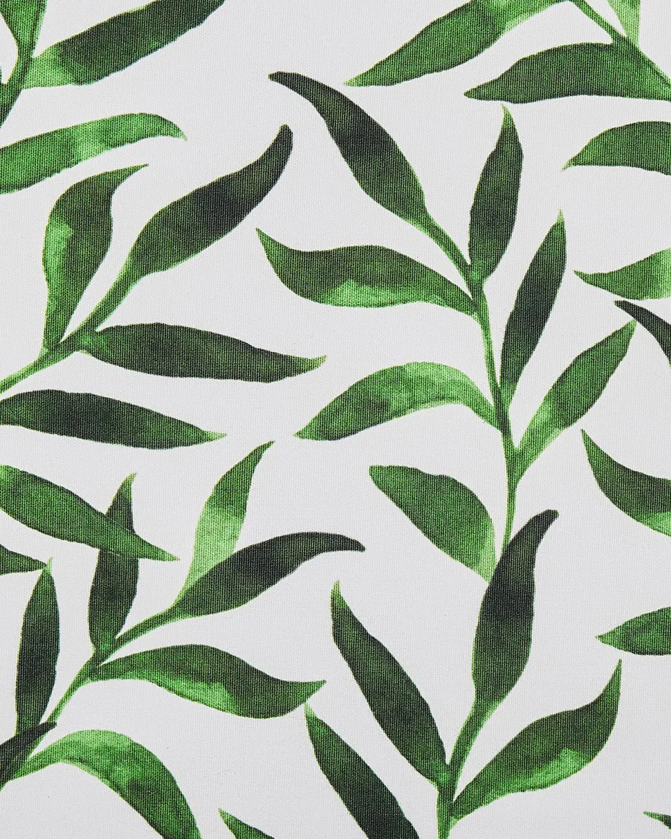 Conjunto 2 Cadeiras Em Madeira Clara E 2 Lonas Cinzentas E Padrao Folhas Cine