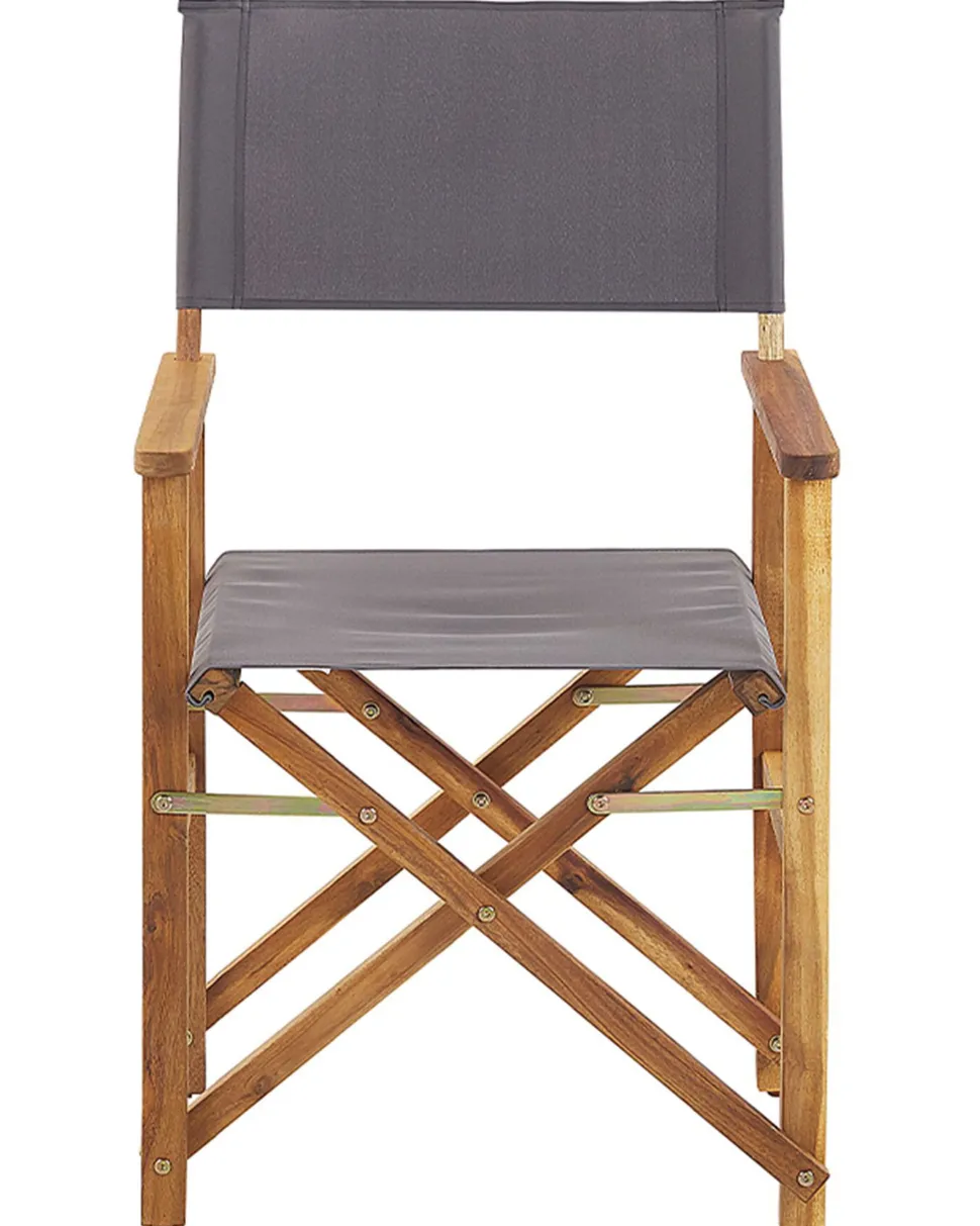 Conjunto 2 Cadeiras Em Madeira Clara E 2 Lonas Cinzentas E Padrao Folhas Cine