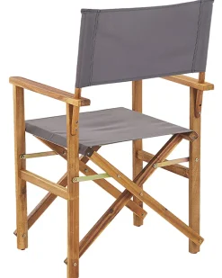 Conjunto 2 Cadeiras Em Madeira Clara E 2 Lonas Cinzentas E Padrao Folhas Cine