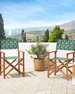 Conjunto 2 Cadeiras Madeira Escura E 2 Lonas Cinzentas E Padrao Oliveira Cine