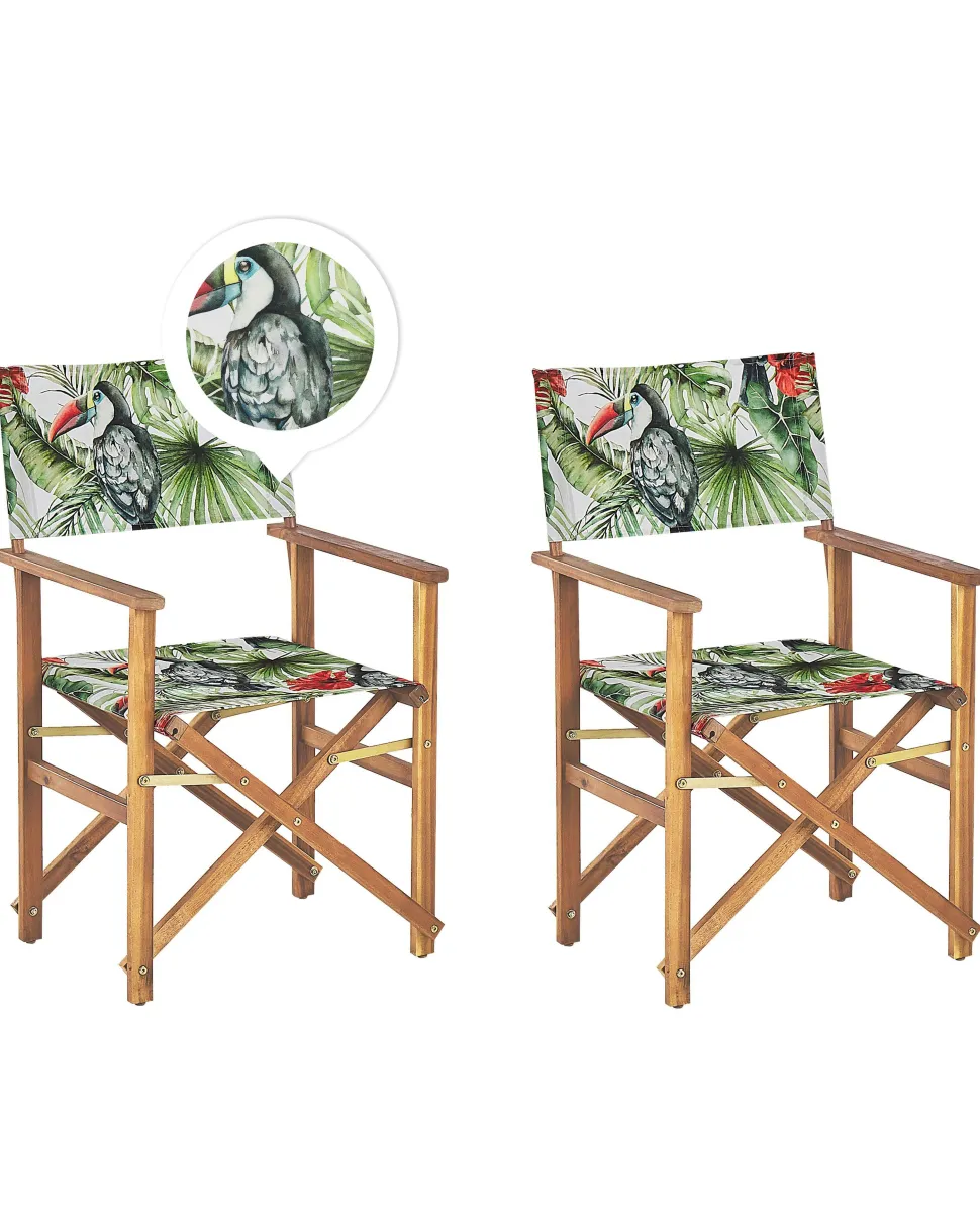 Conjunto 2 Cadeiras Madeira Clara E 2 Lonas Cinzentas E Padrao Tucano Cine