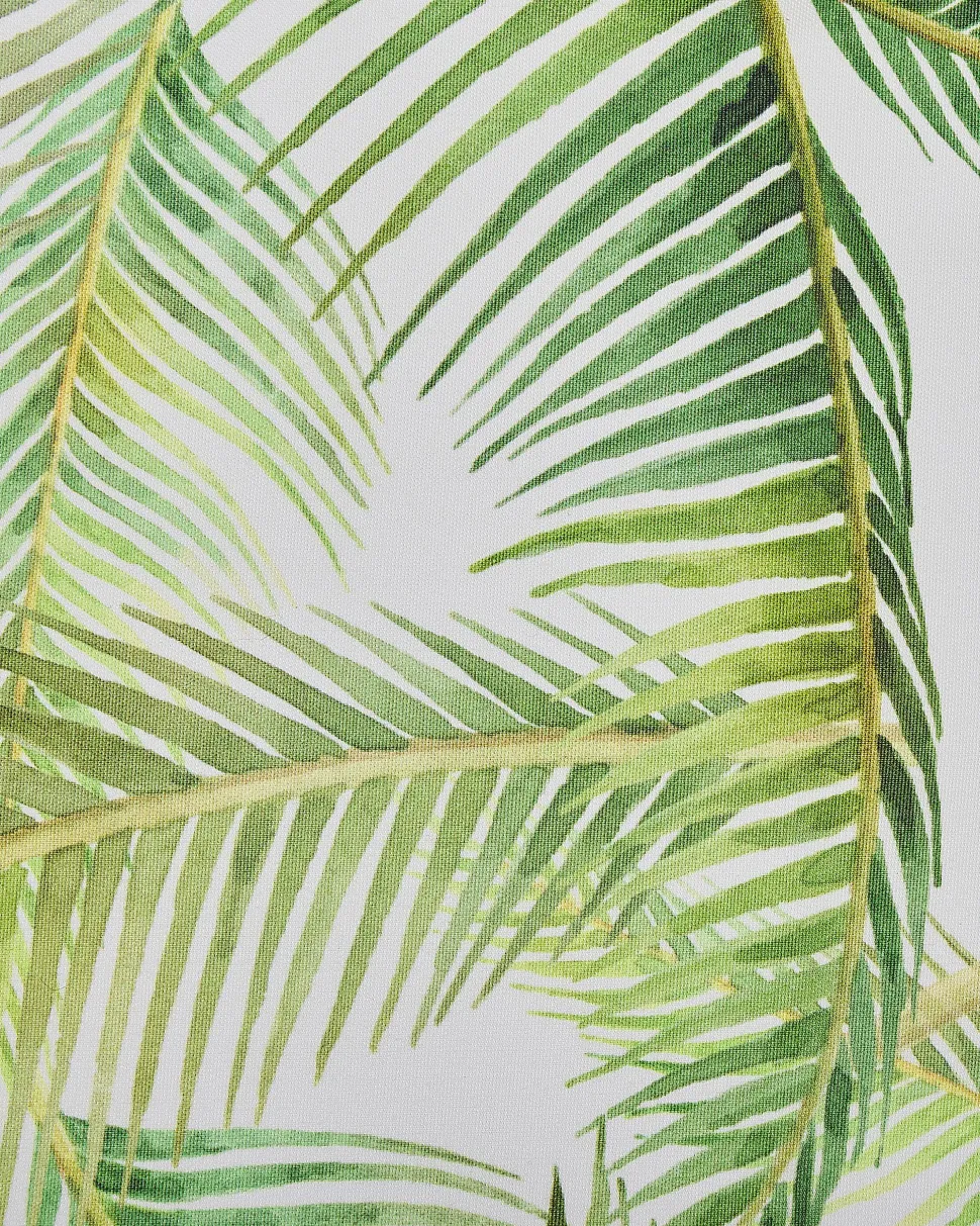 Conjunto 2 Cadeiras Madeira Clara E 2 Lonas Creme E Padrao Palmeiras Cine