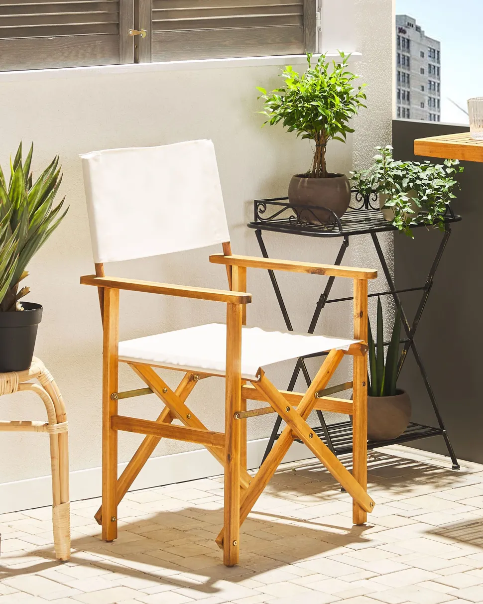 Conjunto 2 Cadeiras Madeira Clara E 2 Lonas Creme E Padrao Palmeiras Cine