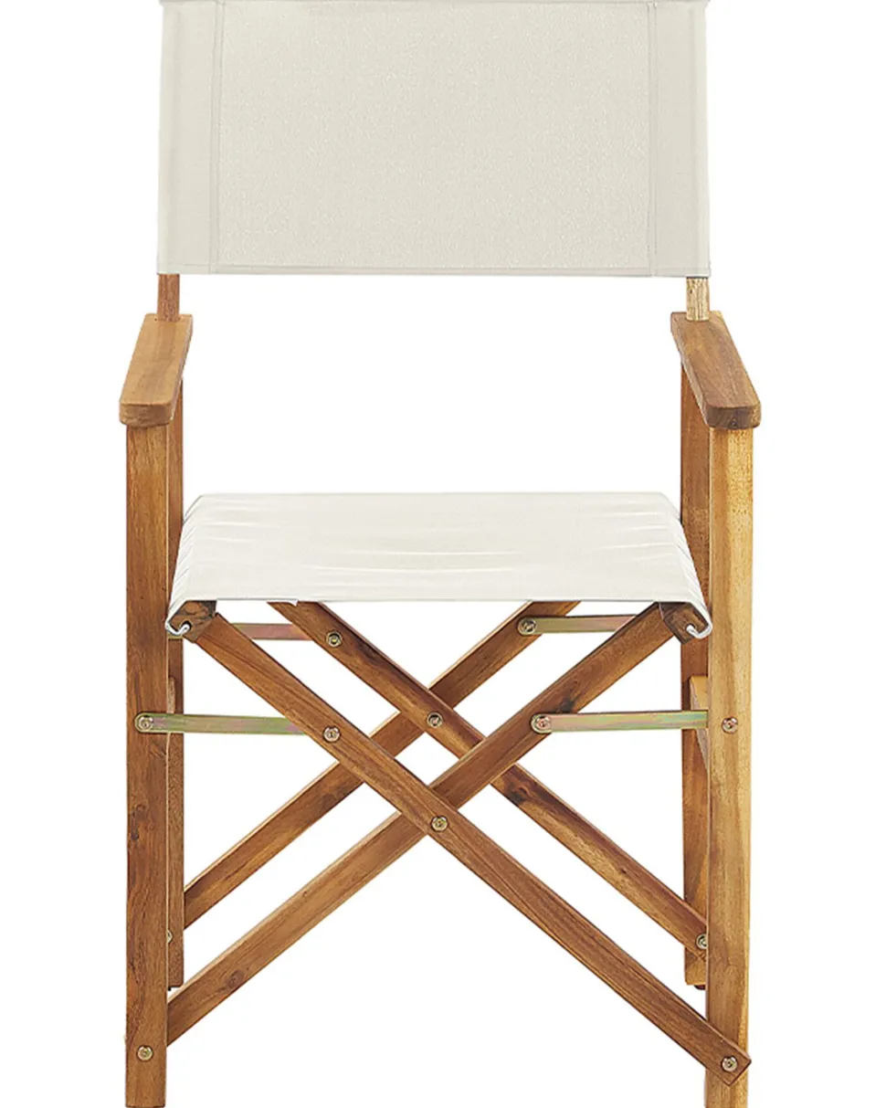 Conjunto 2 Cadeiras Madeira Clara E 2 Lonas Creme E Padrao Palmeiras Cine