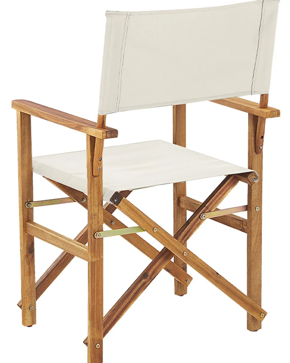 Conjunto 2 Cadeiras Madeira Clara E 2 Lonas Creme E Padrao Palmeiras Cine