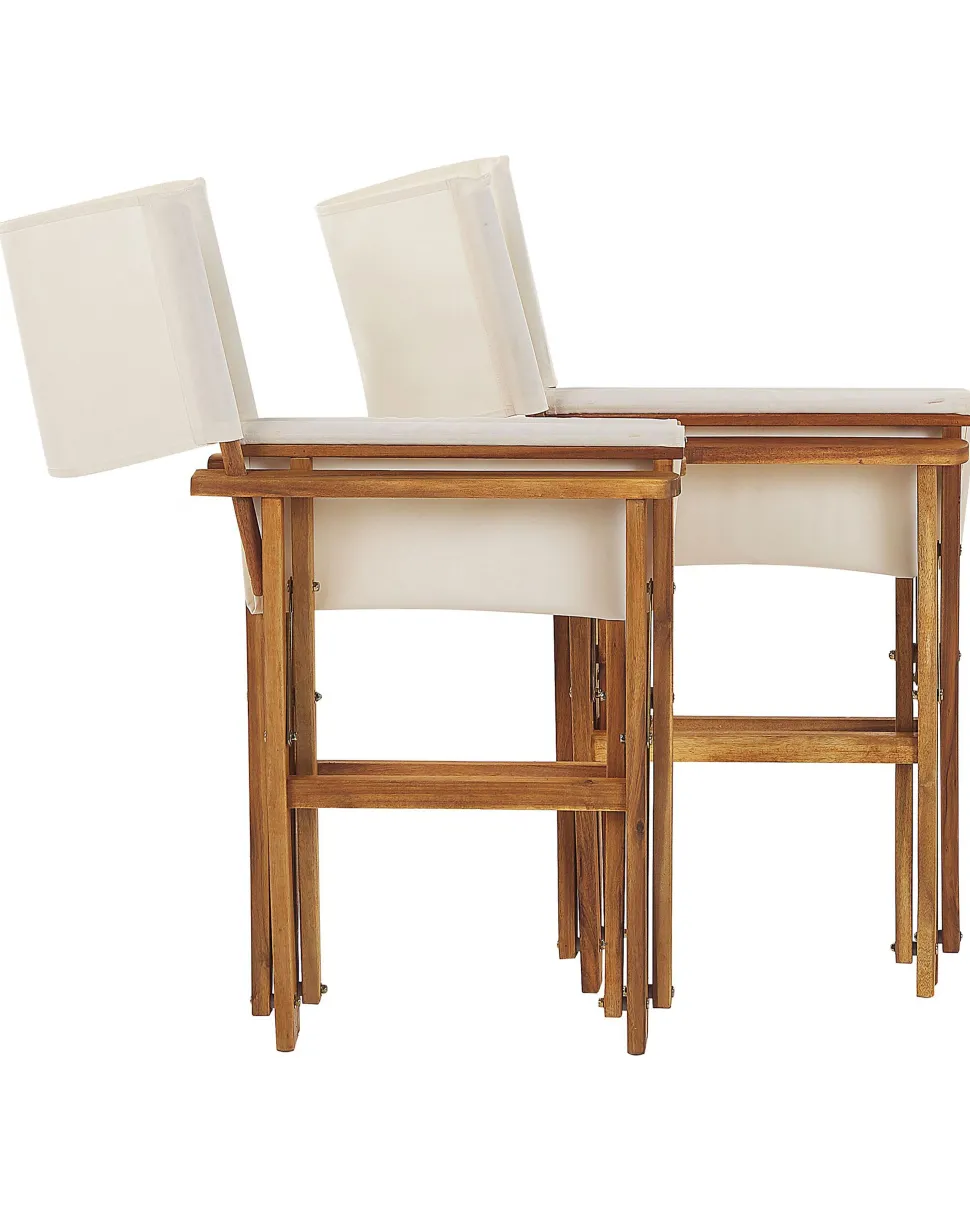 Conjunto 2 Cadeiras Madeira Clara E 2 Lonas Creme E Padrao Palmeiras Cine