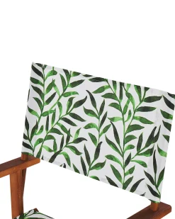 Conjunto 2 Cadeiras Madeira Escura E 2 Lonas Cinzentas E Padrao De Folhas Cine