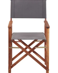 Conjunto 2 Cadeiras Madeira Escura E 2 Lonas Cinzentas E Padrao De Folhas Cine