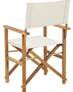 Conjunto 2 Cadeiras Madeira Clara E 2 Lonas Creme E Padrao Flamingo Cine