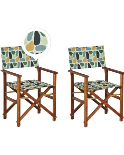 Conjunto 2 Cadeiras Madeira Escura E 2 Lonas Cinzentas E Padrao Geometrico Cine