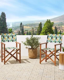 Conjunto 2 Cadeiras Madeira Escura E 2 Lonas Cinzentas E Padrao Geometrico Cine