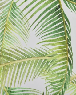 Conjunto 2 Cadeiras Madeira Clara E 2 Lonas Creme E Padrao Palmeira Cine