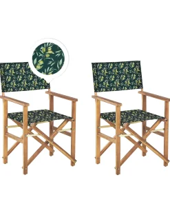 Conjunto 2 Cadeiras Madeira Clara E 2 Lonas Creme E Padrao Oliveira Cine