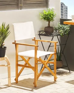 Conjunto 2 Cadeiras Madeira Clara E 2 Lonas Creme E Padrao Oliveira Cine