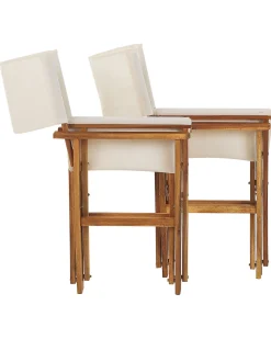 Conjunto 2 Cadeiras Madeira Clara E 2 Lonas Creme E Padrao Oliveira Cine