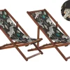Conjunto 2 Espreguicadeiras Madeira E 2 Lonas Brancas E Padrao Animal Anzio
