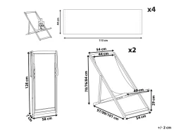Conjunto 2 Espreguicadeiras Madeira Escura E 2 Lonas Brancas E Padrao Oliveira Anzio