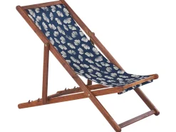 Conjunto 2 Espreguicadeiras Madeira Escura E 2 Lonas Brancas E Padrao Conchas Anzio