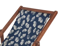 Conjunto 2 Espreguicadeiras Madeira Escura E 2 Lonas Brancas E Padrao Conchas Anzio