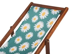 Conjunto 2 Espreguicadeiras Madeira Escura E 2 Lonas Brancas E Padrao Camelias Anzio