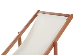 Conjunto 2 Espreguicadeiras Madeira Escura E 2 Lonas Brancas E Padrao Camelias Anzio