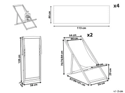 Conjunto 2 Espreguicadeiras Madeira Escura E 2 Lonas Brancas E Padrao Pelicano Anzio