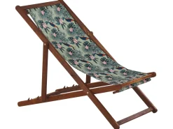 Conjunto 2 Espreguicadeiras Madeira Escura E 2 Lonas Brancas E Padrao Pelicano Anzio